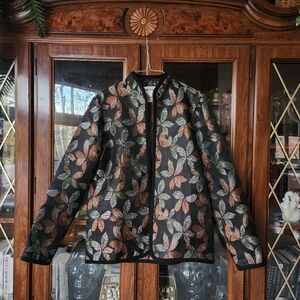 Elizabeth Williams woven leaf pattern jacket blazer special occasion coat small